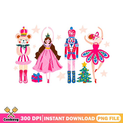The pink christmas card png, merry christmas png, the nutcracker png