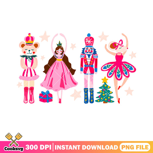 The pink christmas card png, merry christmas png, the nutcracker png