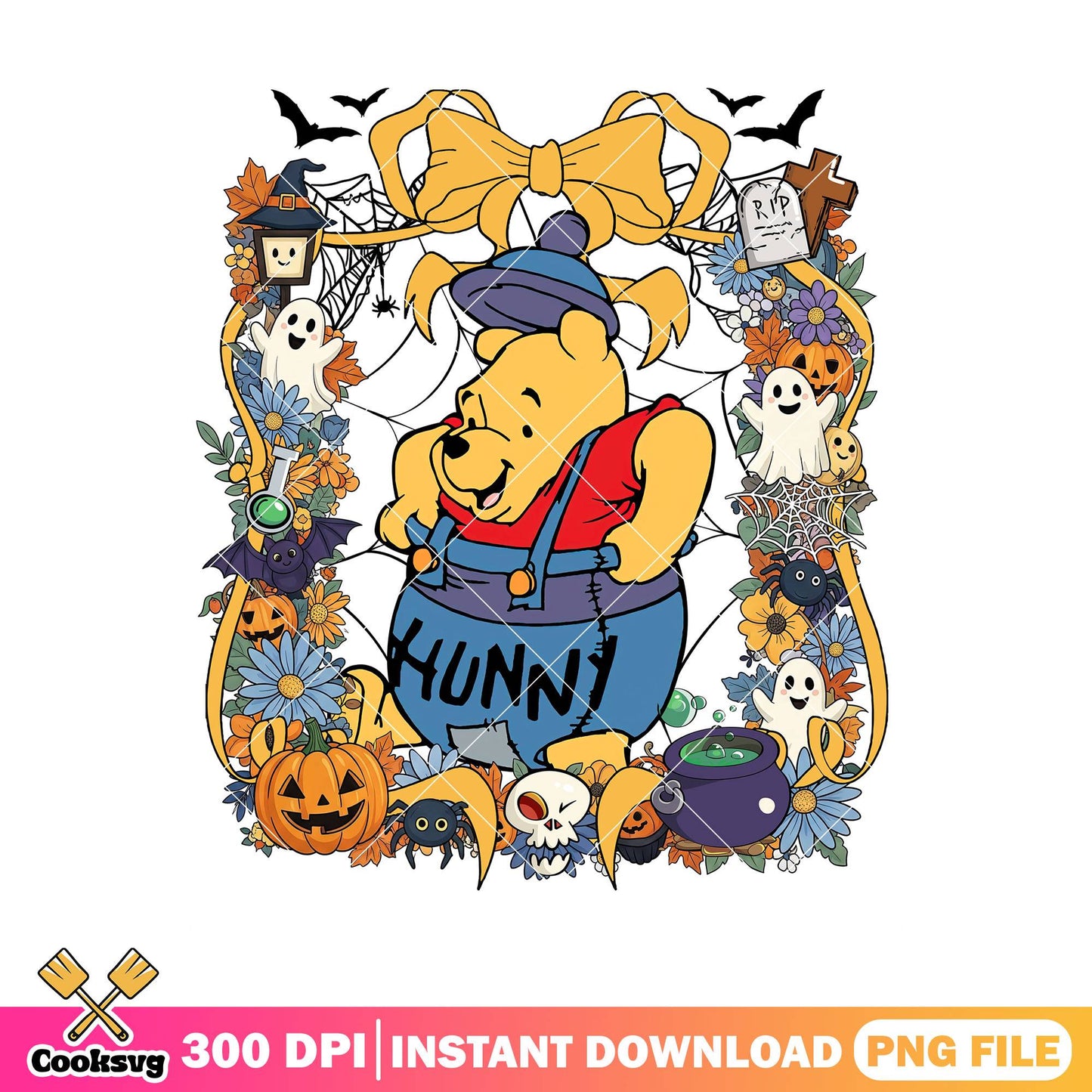 The pooh bear design png, horror pooh png, halloween pooh png