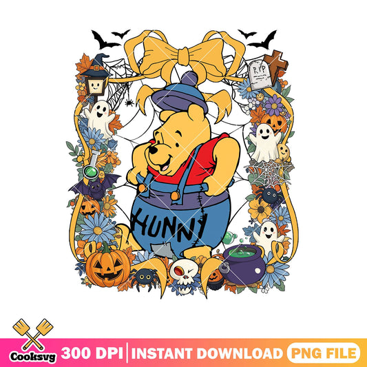 The pooh bear design png, horror pooh png, halloween pooh png