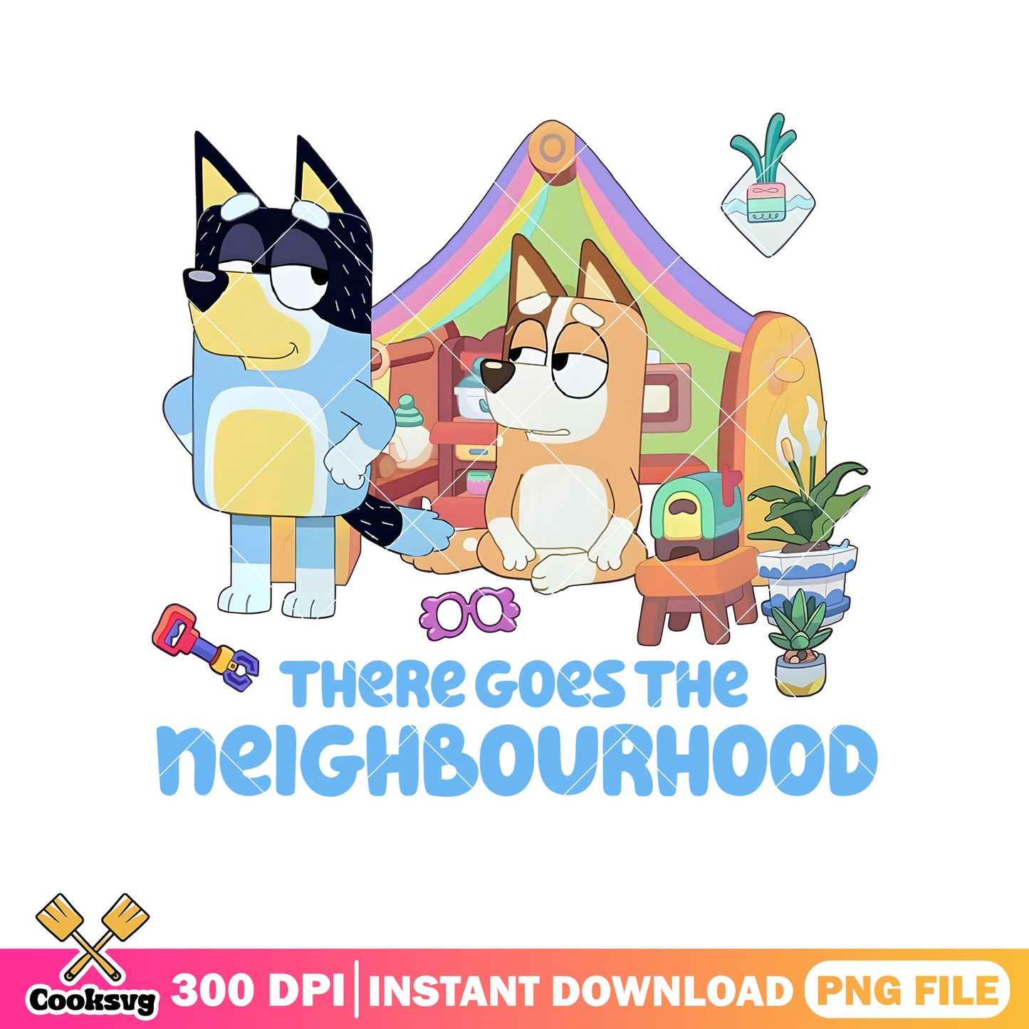 There goes the neighbourhood png, camp bluey png, bluey episode png