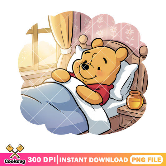 The relax pooh in his bed png, classic pooh png, pooh bear png