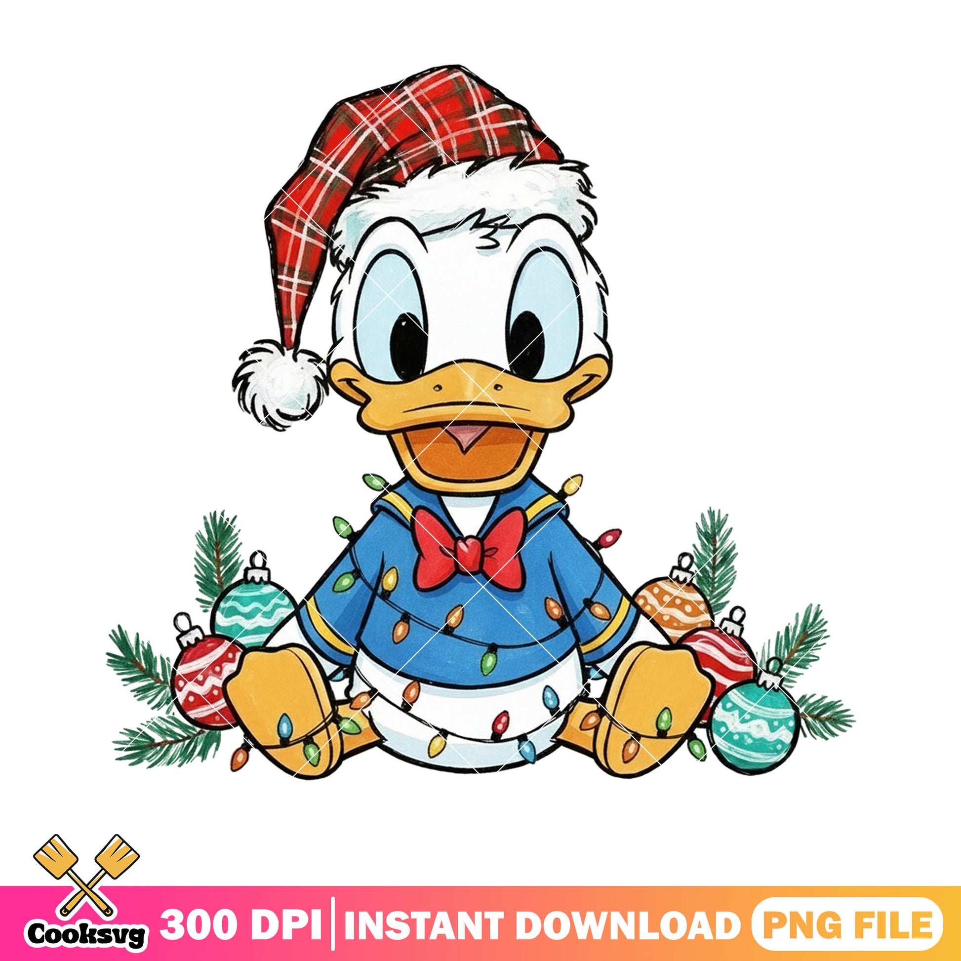 The santa hat lights disney png, daisy duck png, christmas lights png