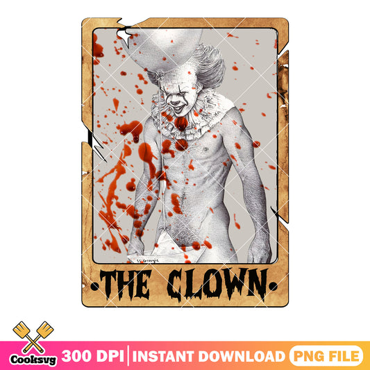 The scary creepy clown png, bloody honnor card png, scary halloween png