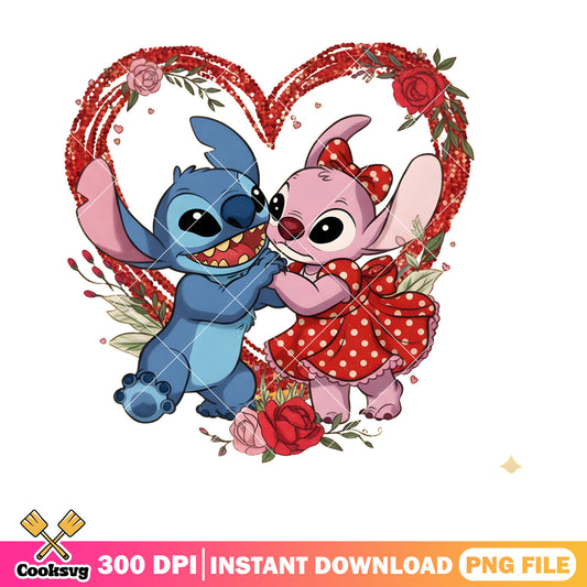 The stitch angel heart vibes png, love vibes png, valentine poster png