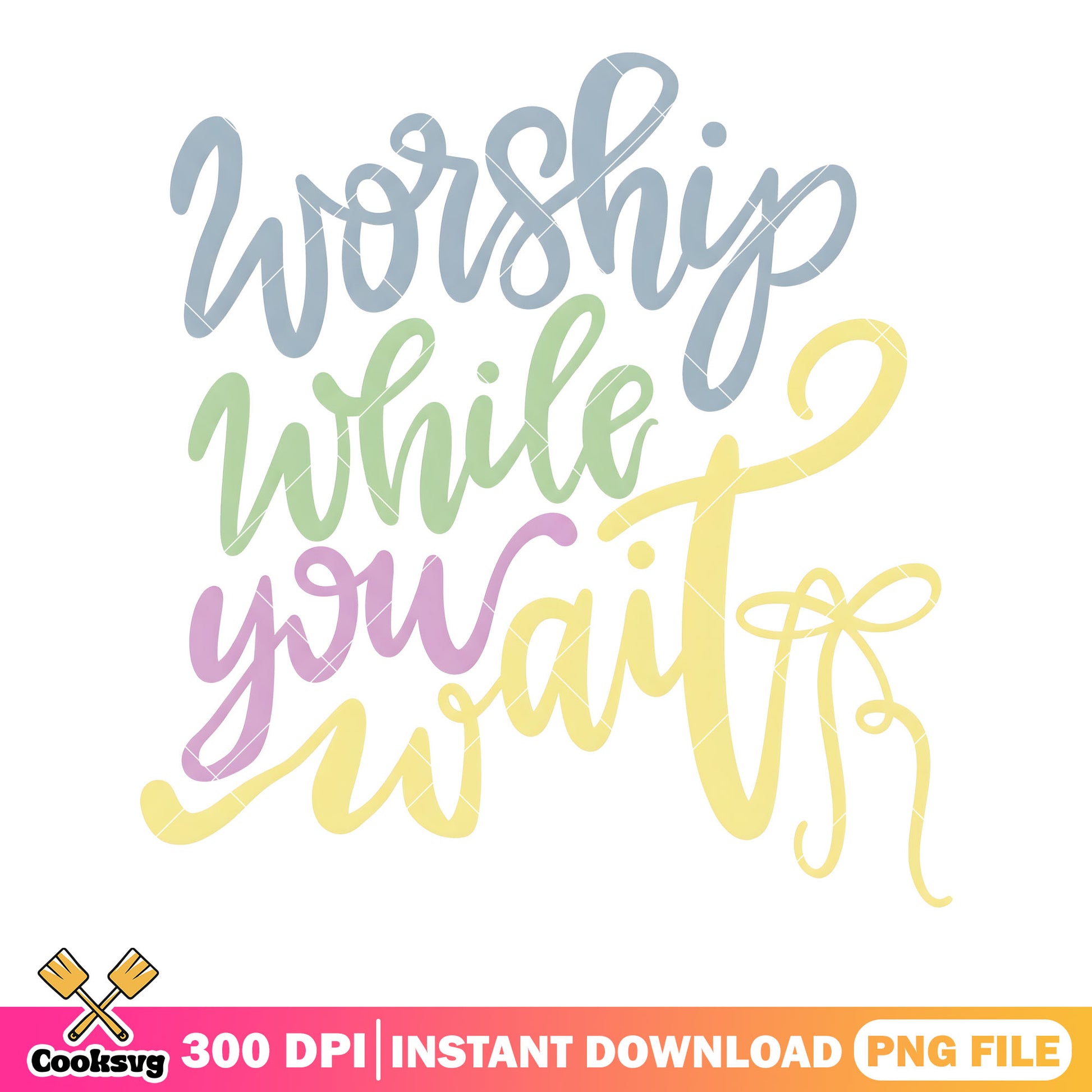 The while you wait poster png, trendy gifts png, worship songs​ png