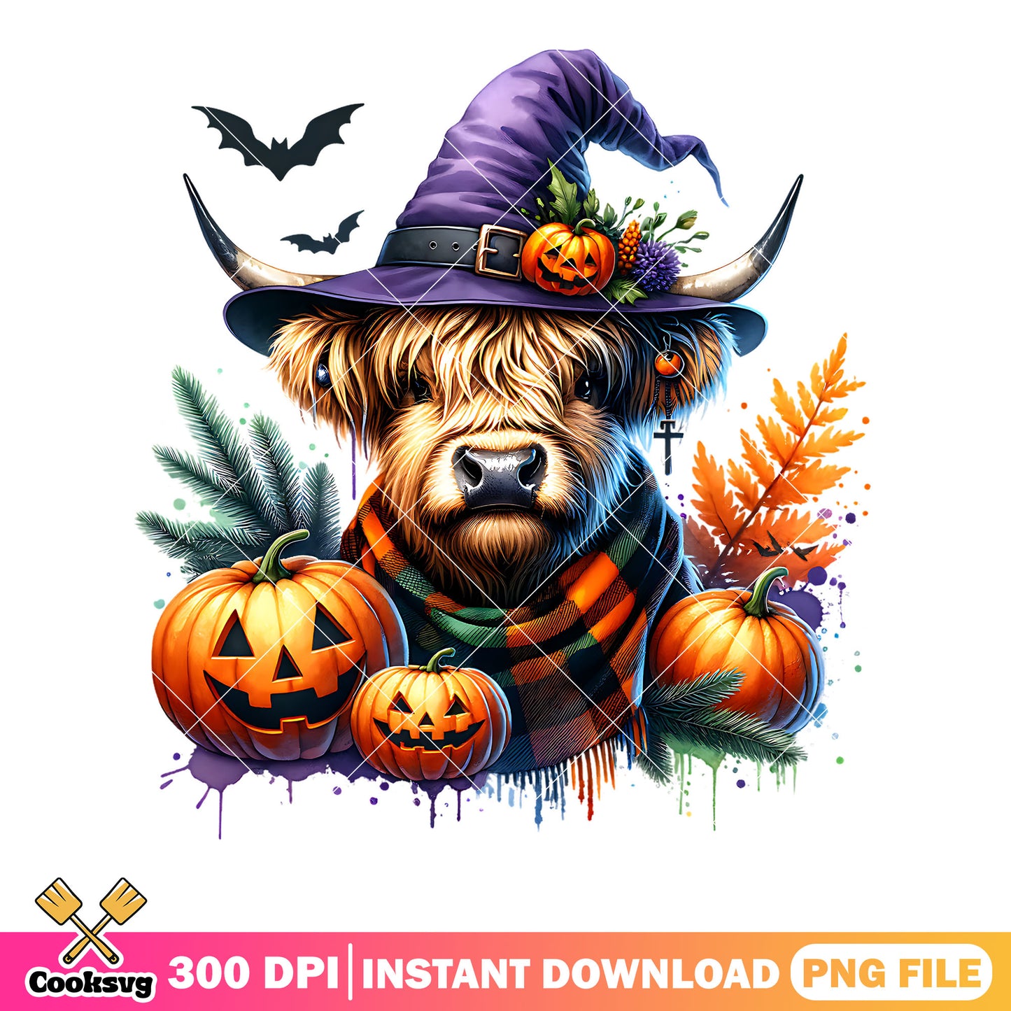 The witch hat cow png, jack o lantern png, halloween scary png