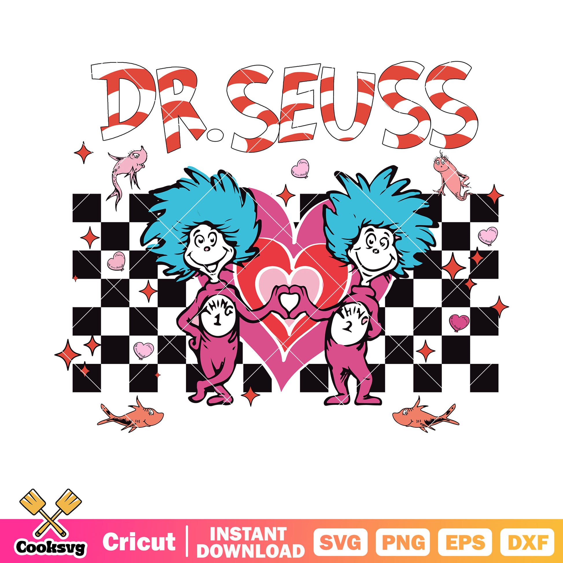 Thing 1 thing 2 dr seuss love valentine svg, dr seuss thing one svg