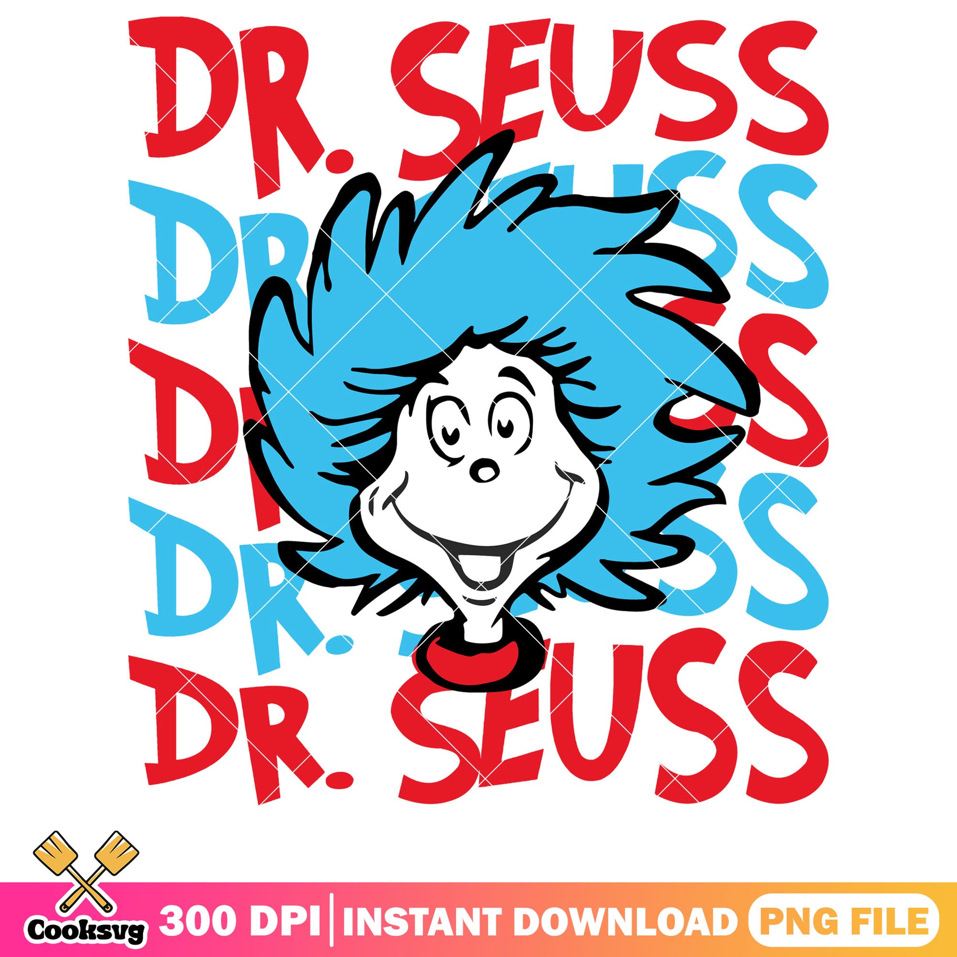 Thing dr seuss head cartoon design png, dr seuss thing one png