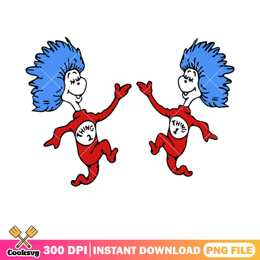 Thing one and two playing png, dr seuss thing png, dr seuss png