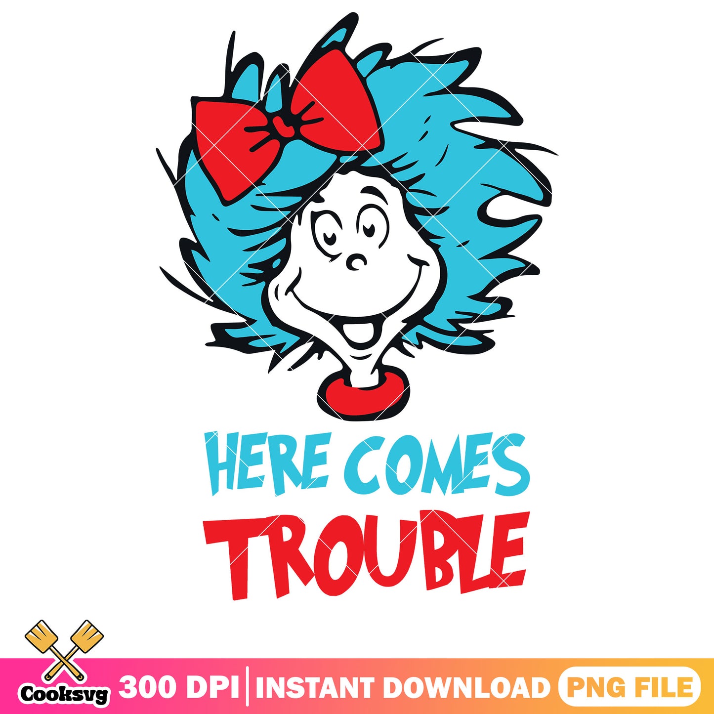 Thing one here come trouble png, dr seuss thing one png