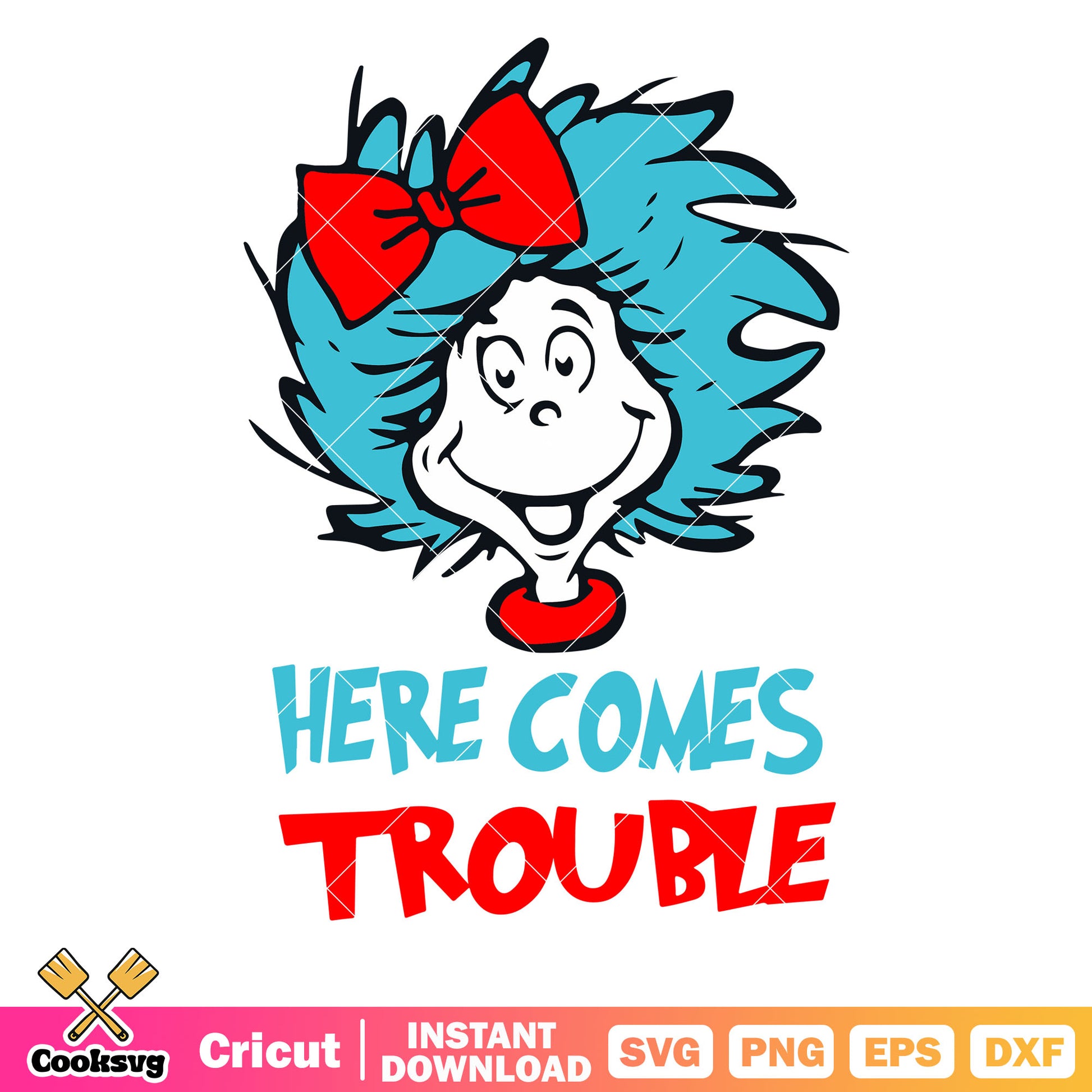 Thing one here come trouble svg, dr seuss thing one svg