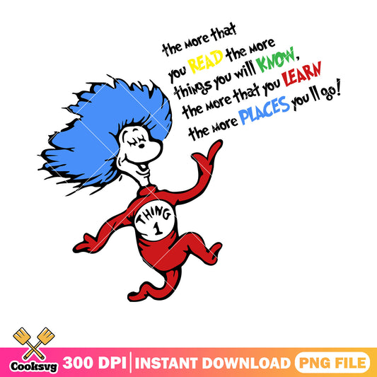 Thing one the more places youll go png, dr seuss thing one png