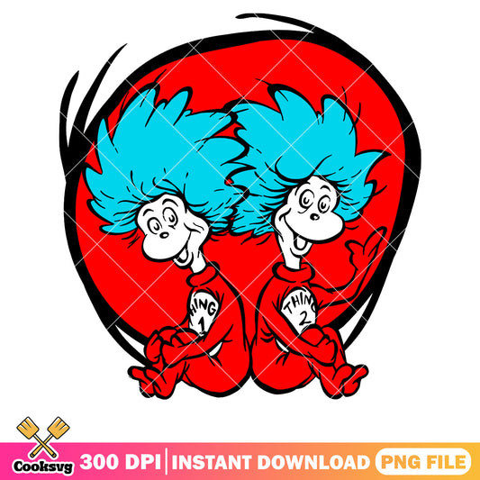 Thing one thing two red png, dr seuss thing png, dr seuss friend png