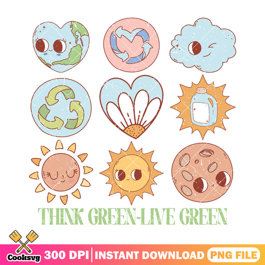 Think green live green planet png, earth day facts​ png, planet png
