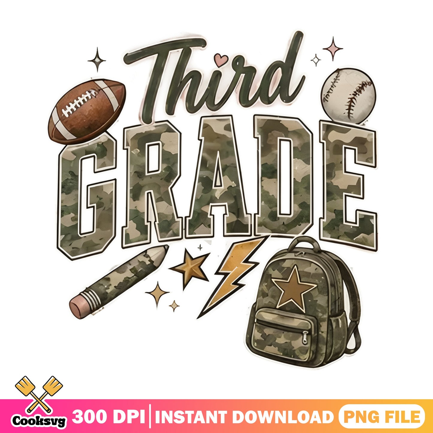 Third Grade Camo PNG, Back To School PNG, Teacher PNG