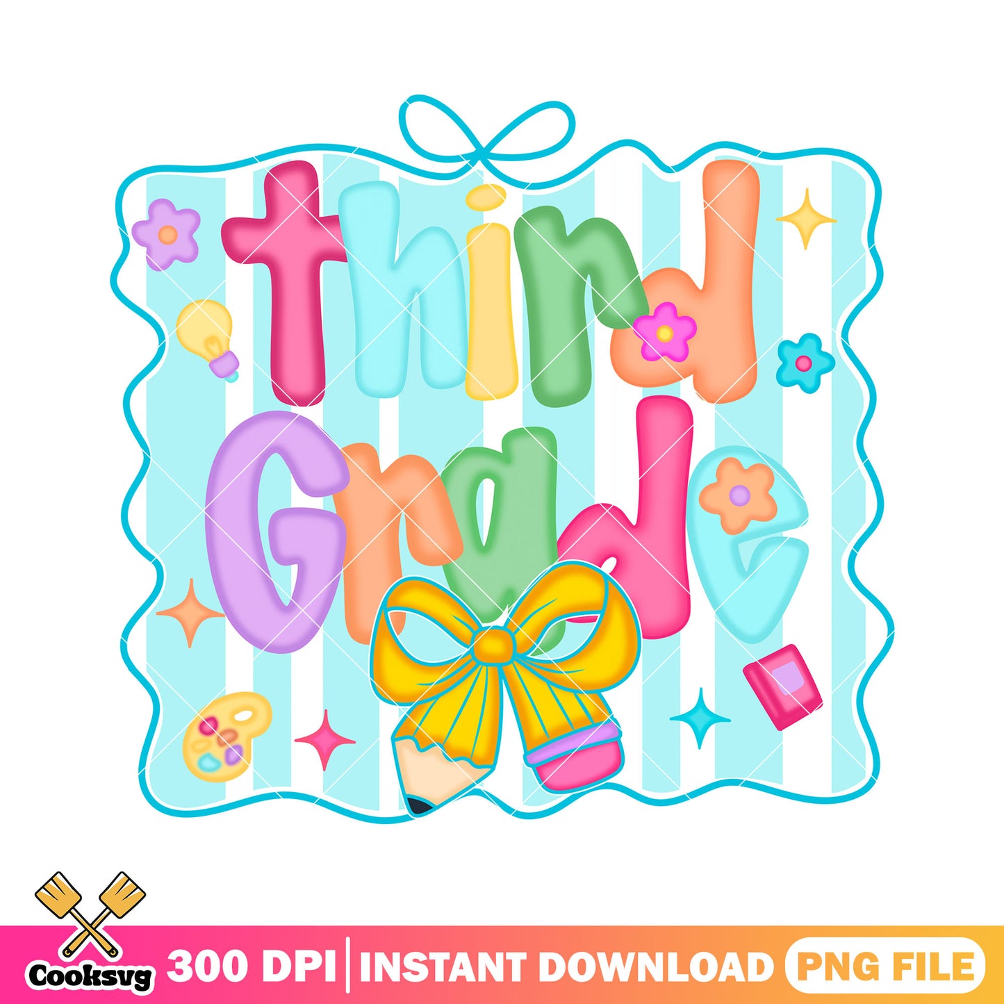 Third grade file design png, poster cute png, back to school art png