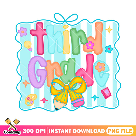 Third grade file design png, poster cute png, back to school art png