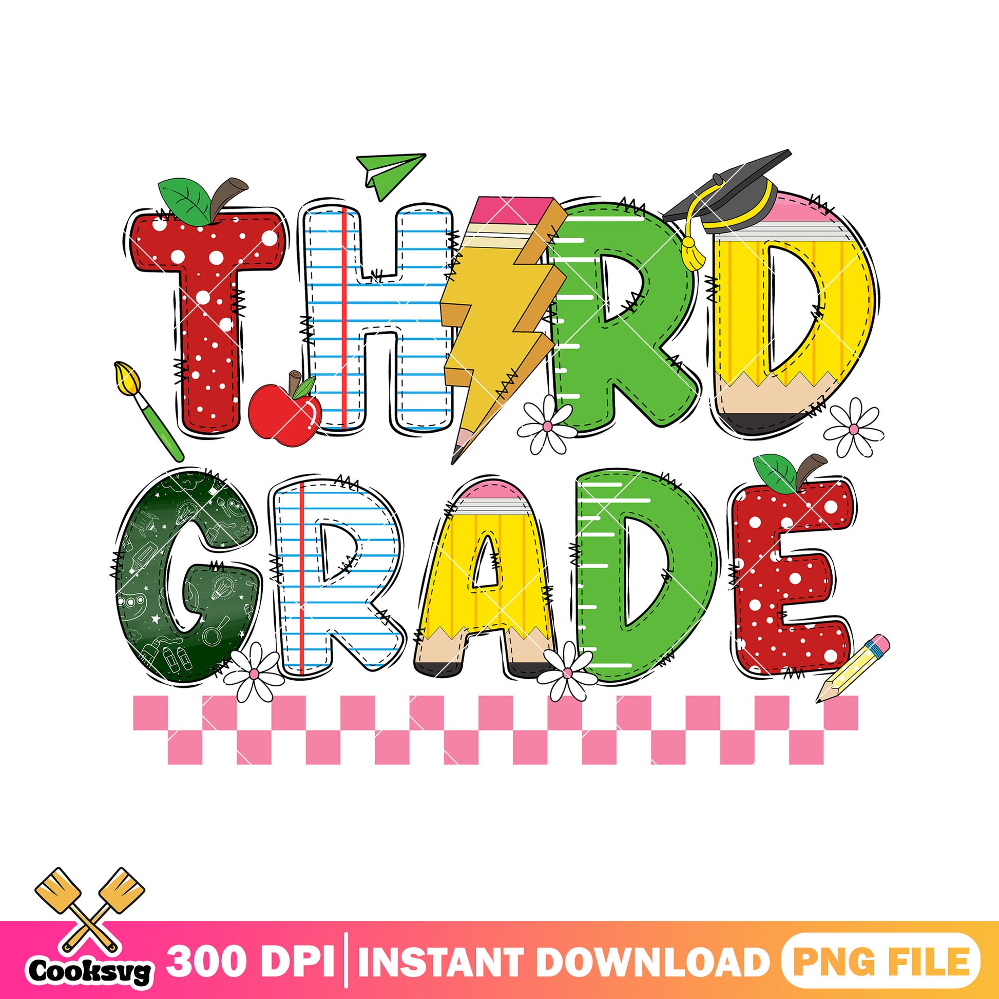 Third grade font design png, go back to school png, colors font png