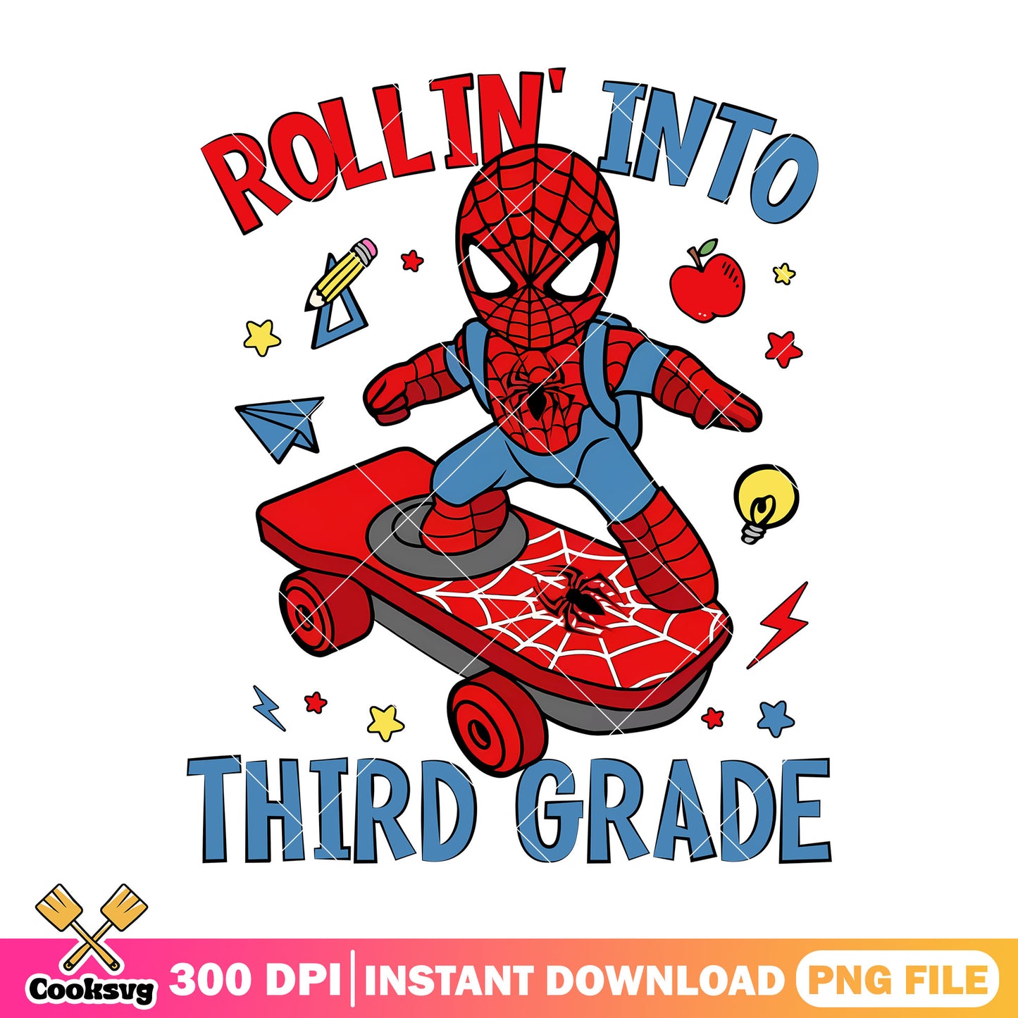 Third grade spiderman png, happy back to school png, marvel cartoon png