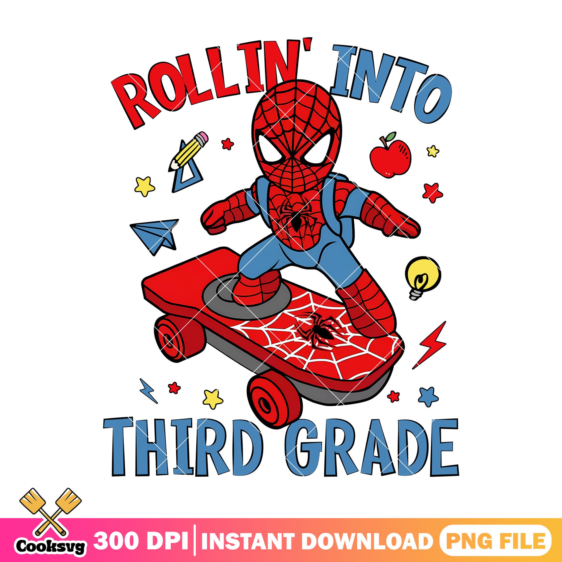 Third grade spiderman png, happy back to school png, marvel cartoon png
