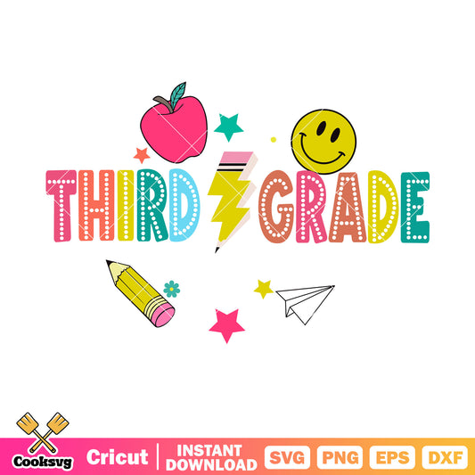 Third grade vibes school svg, school vibes svg, third grade svg