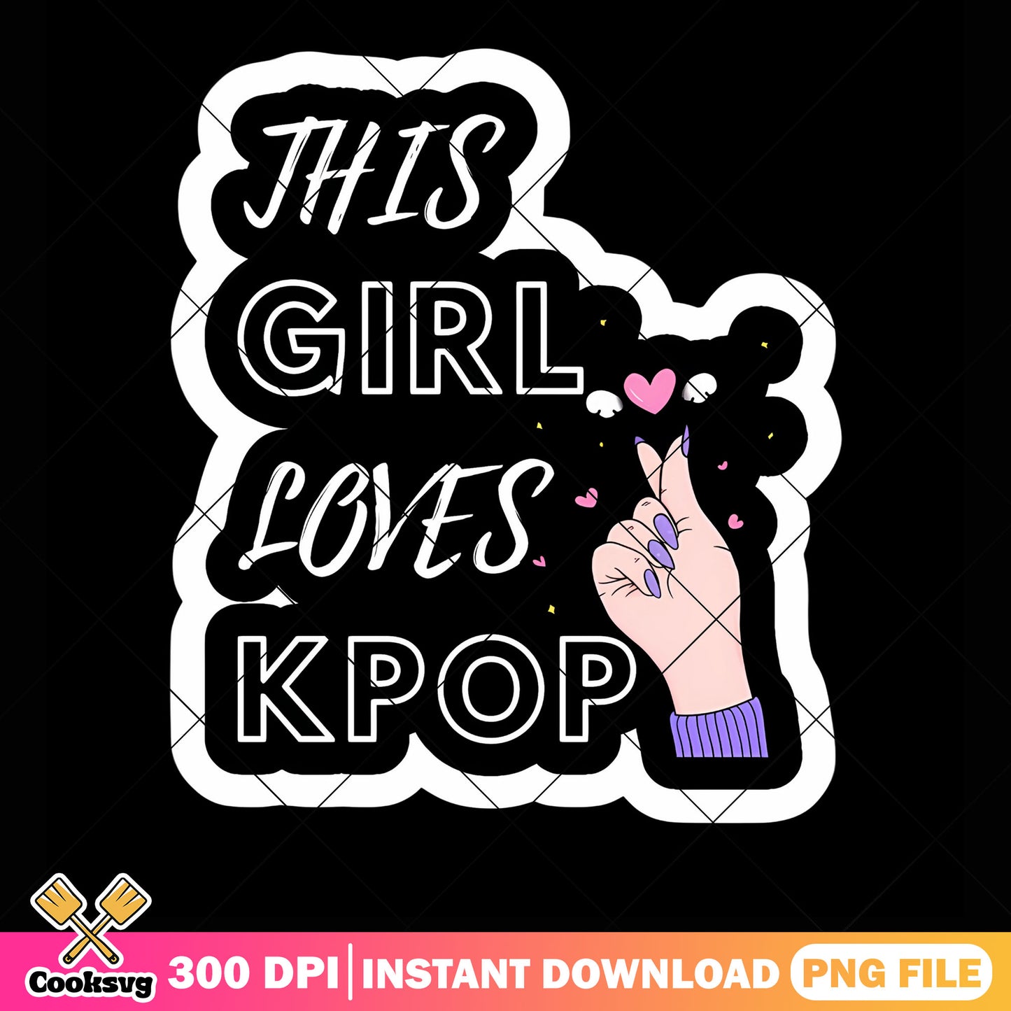 This girl loves kpop png, kpop logo png, heart icon png