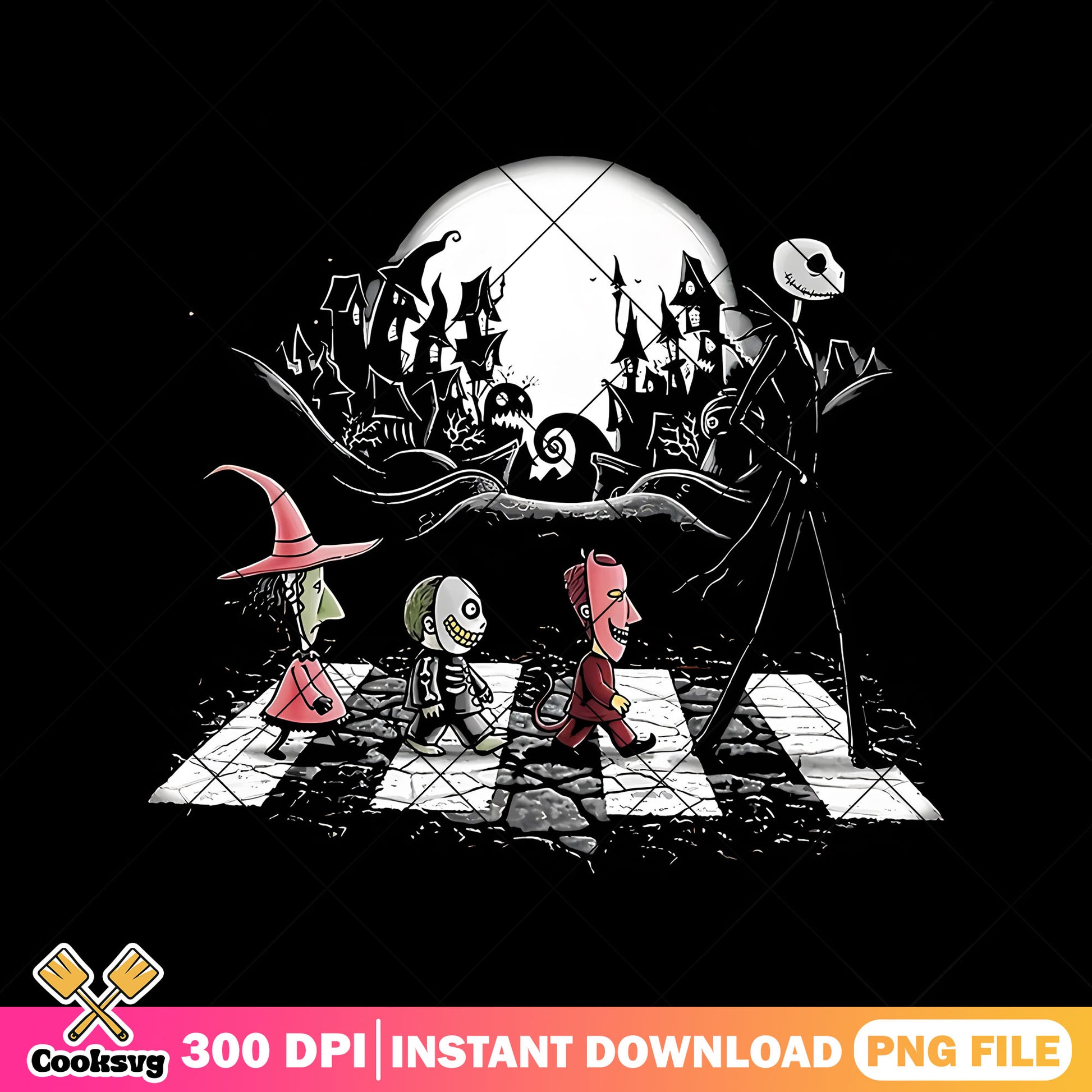 Throw street with jack png, halloween barrel png, disney art png