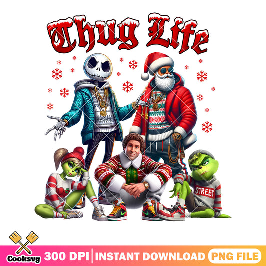 Thug life santa gangster xmas png, jack skelington png, buddy the elf png