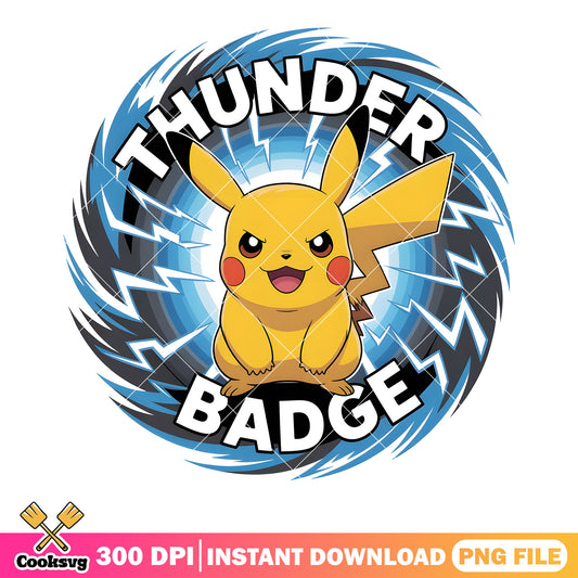 Thunder badge pikachu png, pokemon pikachu png, cute pokemon png
