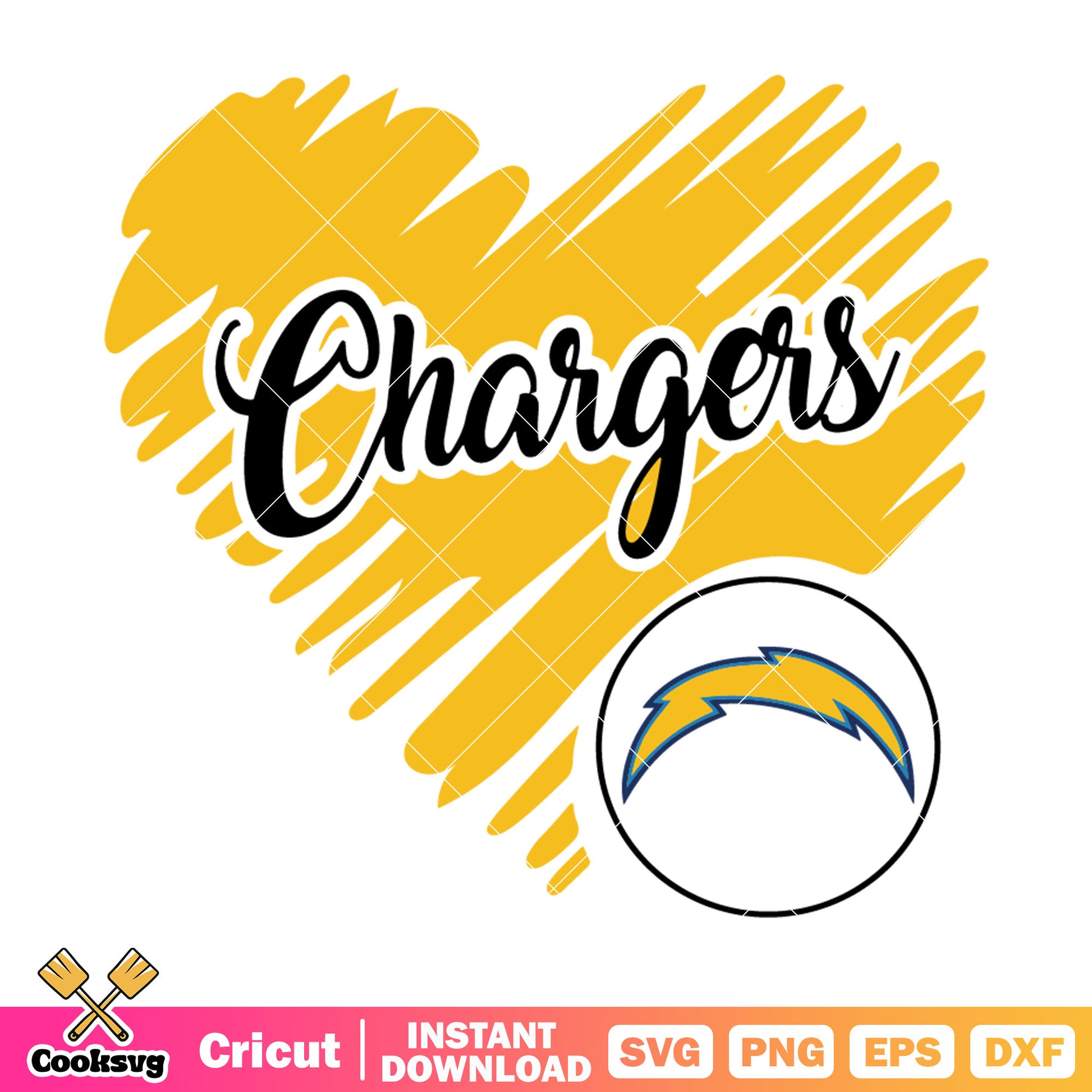 Thunder chargers heart svg, afl svg, ​los angeles football teams svg