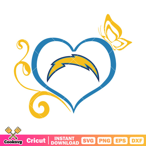 Thunder love butterfly svg, nfl svg, los angeles chargers svg