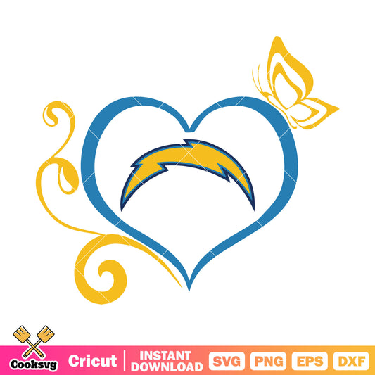 Thunder love butterfly svg, nfl svg, los angeles chargers​ svg