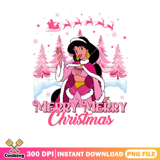 Tiana princess merry merry christmas png, pink christmas png, princess christmas png