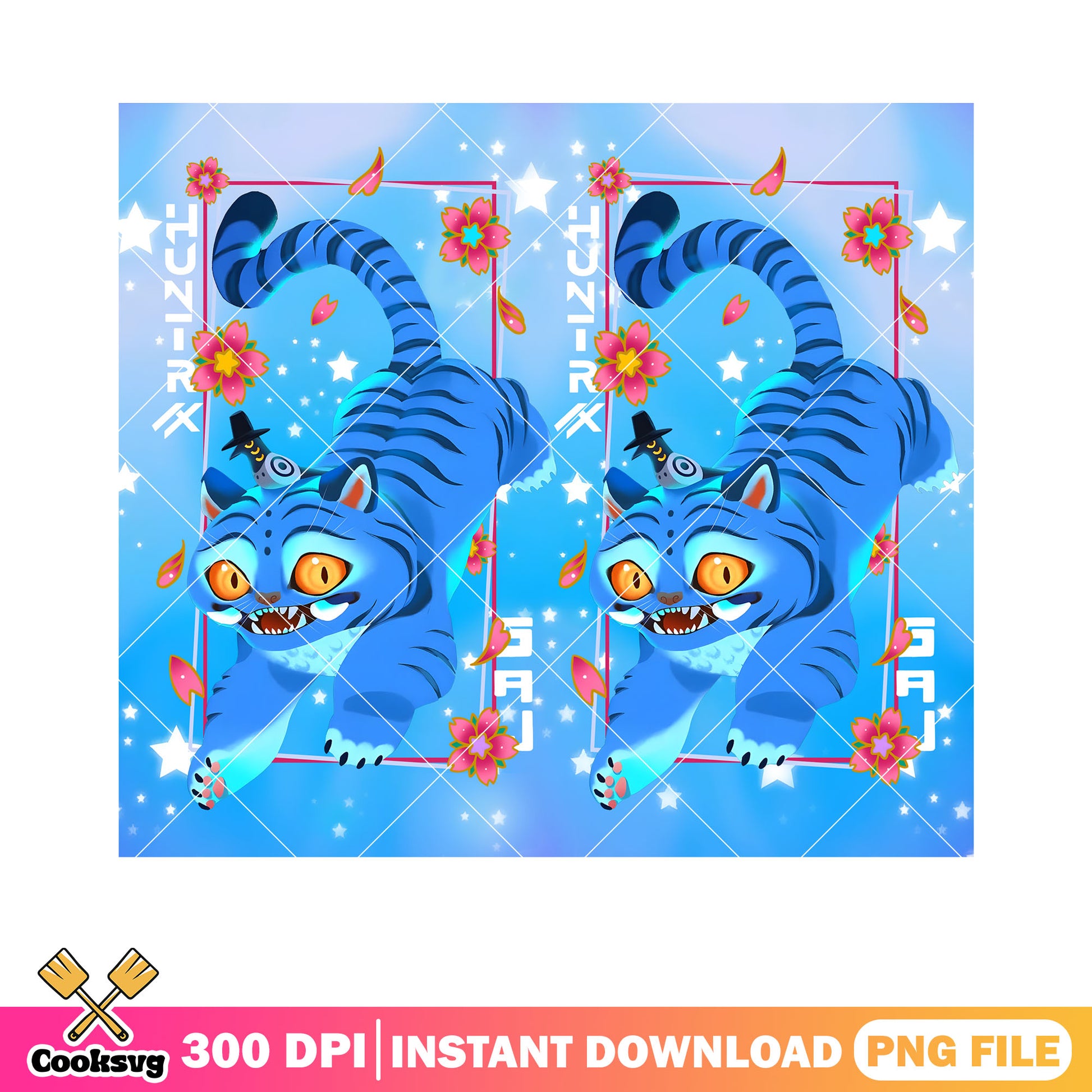 Tiger derpy blue png, kpop demon hunters png, derpy tiger png
