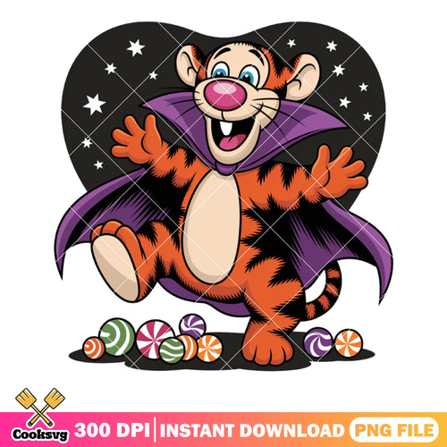 Tiger halloween candy png, disney halloween png, vampire costsume png
