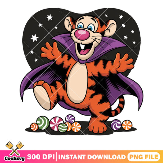 Tiger halloween candy png, disney halloween png, vampire costsume png