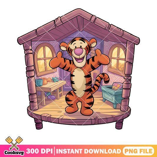 Tiger house poster png, pooh friends png, disney tiger png