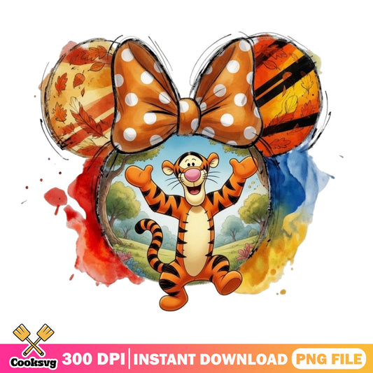 Tigger Mickey Ears Bow Fall PNG, Disney Winnie The Pooh PNG, Autumn PNG