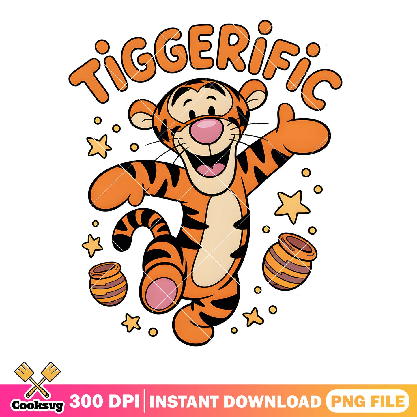 Tiggerific poster png, winnie the pooh tiger​ png, cute pooh bear png