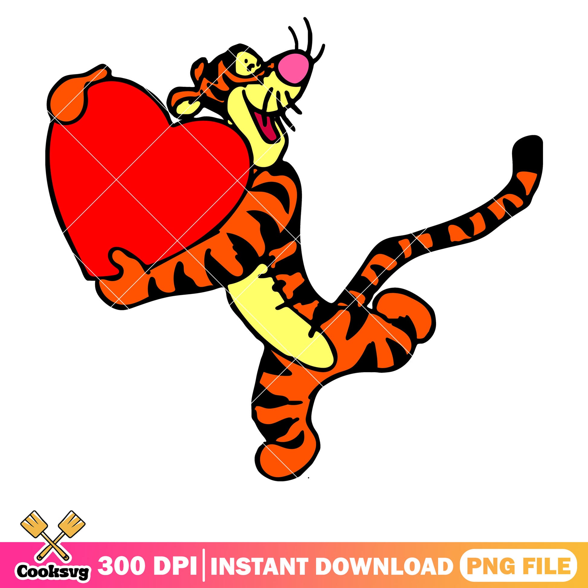 Tigger red love valentine png, pooh valentine png, winnie the pooh png