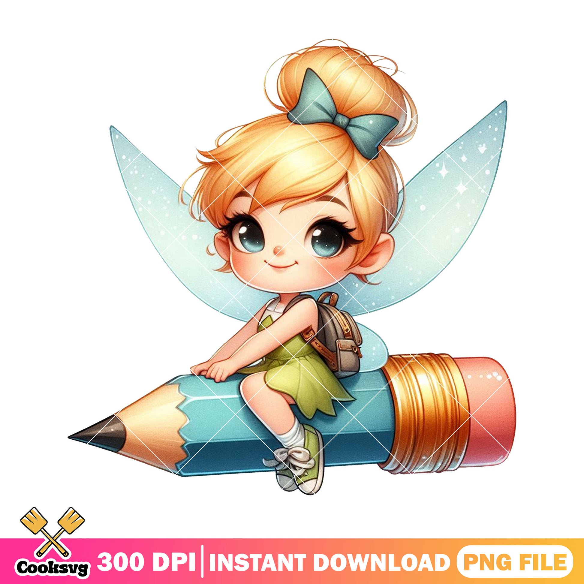 Tinker bell big pencil png, disney art png,​ back to school happy png