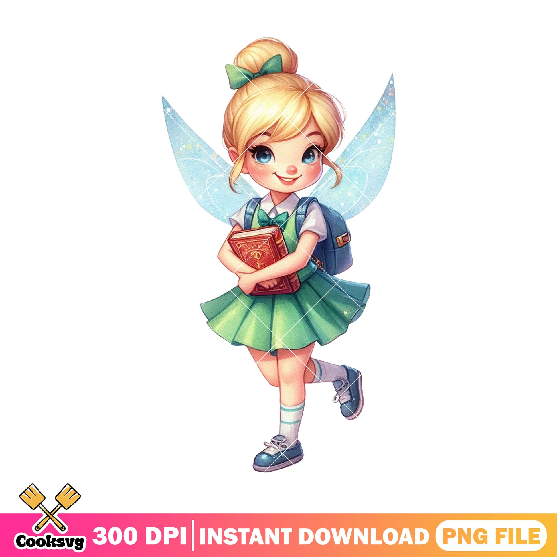 Tinker bell yellow hair png, back to school outfit png, tinker bell png