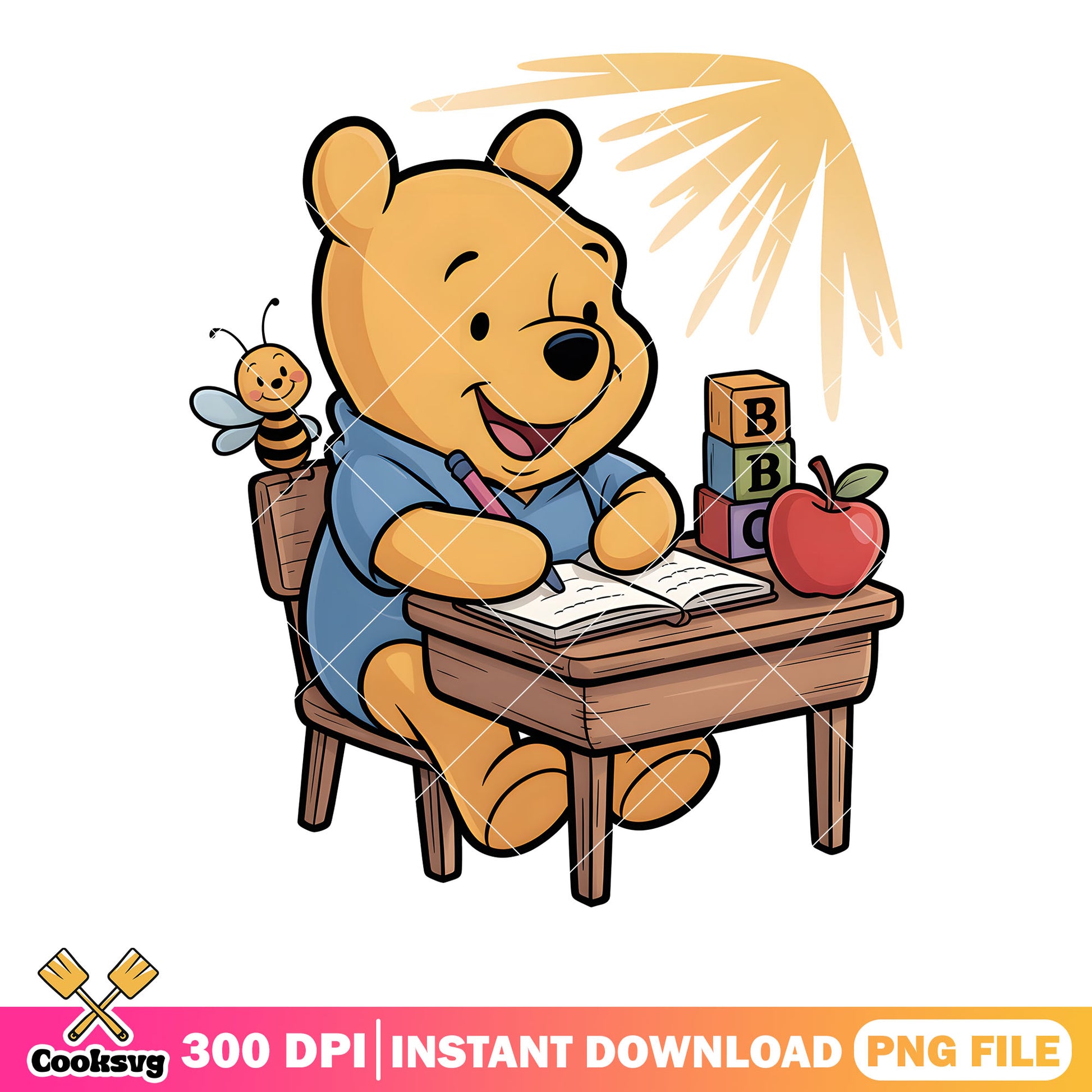 Tiny pooh love learning png, disney pooh bear png, disney vibes png