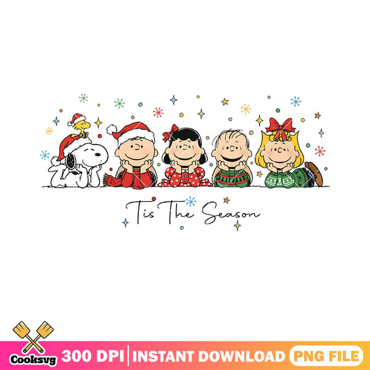 Tis the season festive png, snoopy png, merry christmas png
