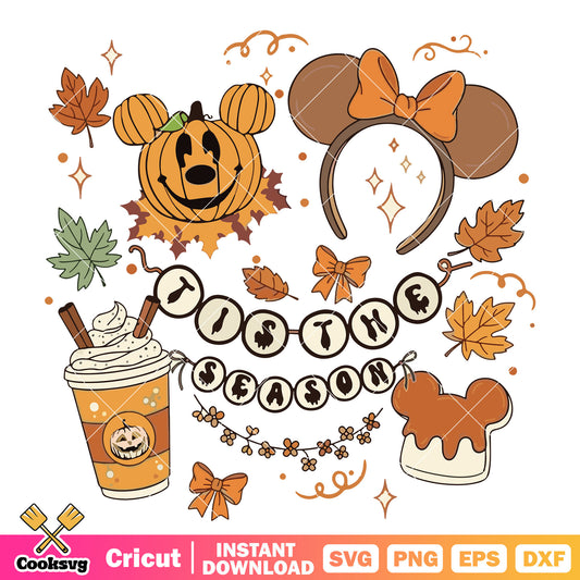 Tis the season mickey svg, mickey pumpkin svg, mickey head svg