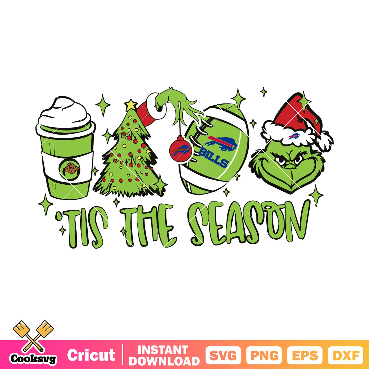 Tis the season with bill svg, bill buffalo svg, nfl grinch hoodie​ svg
