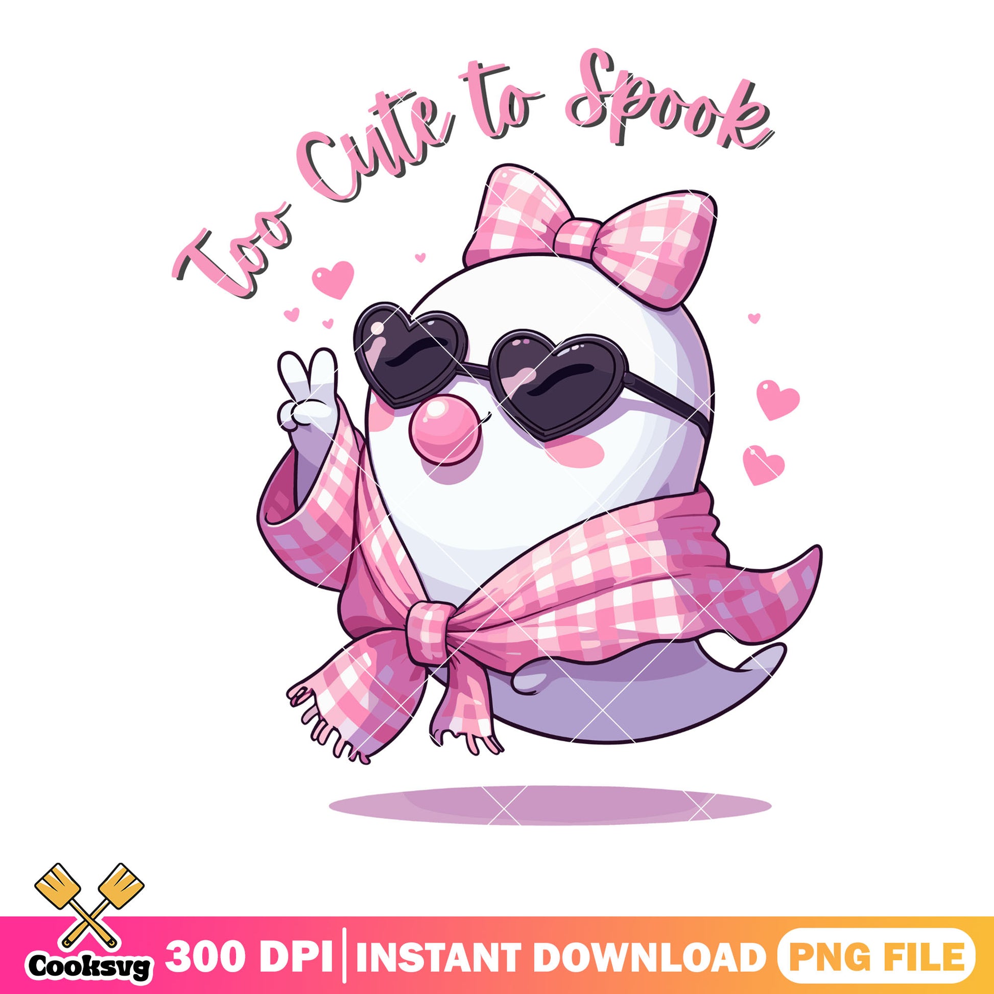 Too cute to spook png, pink bow tie png, spooky halloween png