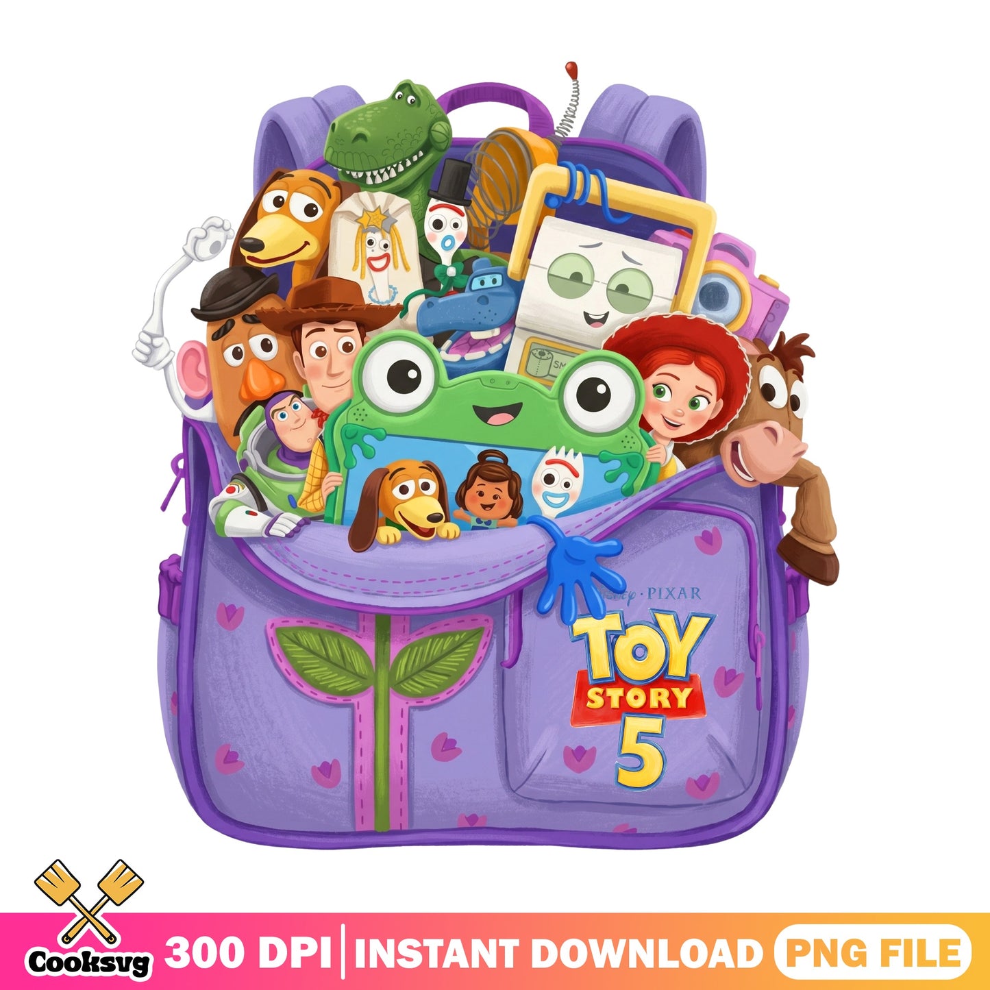 Toy Story 5 Characters Backpack PNG, Disney Pixar PNG, Woody Buzz PNG