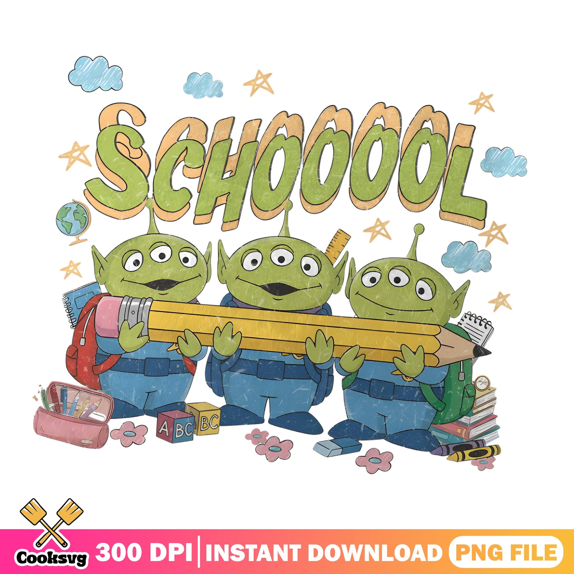 Toy Story Aliens Back To School PNG, Disney PNG, Teacher PNG